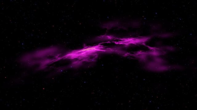 1080 HD Footage of pink or purple nebula with blue red and white moving star. motion graphic  and background. space travel.