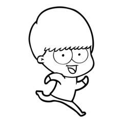 happy cartoon boy running