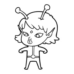 pretty cartoon alien girl