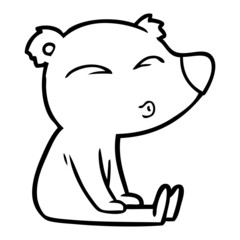 cartoon whistling bear sitting