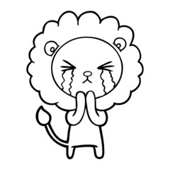 cartoon crying lion praying