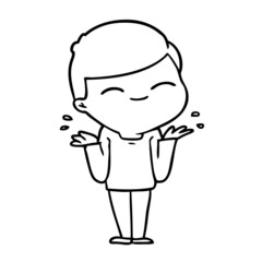 cartoon smiling boy shrugging shoulders