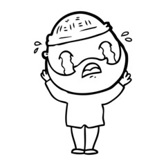 cartoon bearded man crying