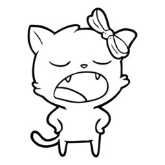 cartoon yawning cat