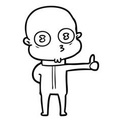Obraz na płótnie Canvas cartoon weird bald spaceman giving thumbs up
