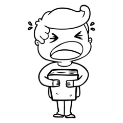 cartoon shouting man with book