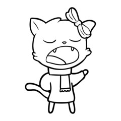 cartoon cat in winter clothes