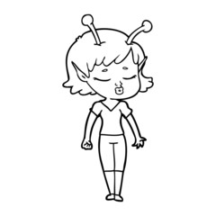 cute alien girl cartoon