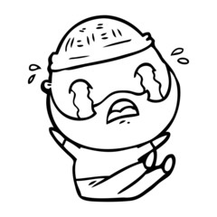 cartoon bearded man crying