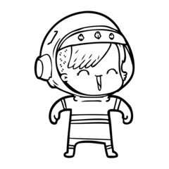 happy cartoon space girl