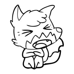 angry cartoon fox sitting on floor