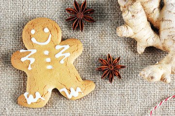 gingerbread man - the symbol of the new year with ginger and anise