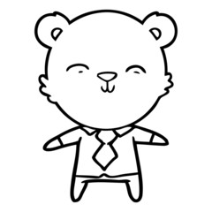 happy cartoon polar bear office worker