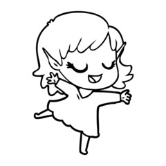 happy cartoon elf girl
