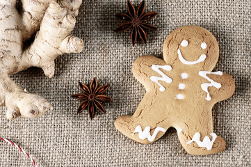 gingerbread man - the symbol of the new year with ginger and anise
