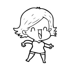 Fototapeta premium cartoon laughing woman pointing