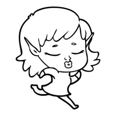 pretty cartoon elf girl running
