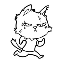 tough cartoon cat running