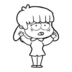 cartoon tired woman