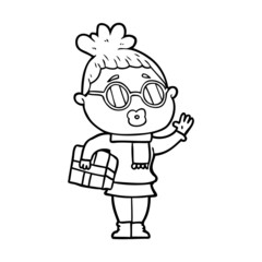 cartoon woman wearing sunglasses