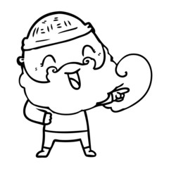 happy man with beard and winter hat