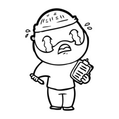 cartoon bearded man crying