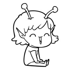 cartoon alien girl laughing