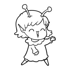 cartoon alien girl laughing