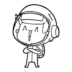happy cartoon astronaut