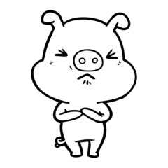 Obraz premium cartoon angry pig