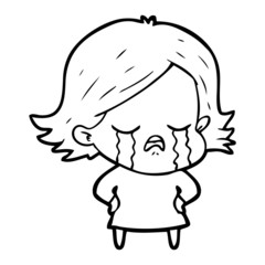 Fototapeta premium cartoon girl crying
