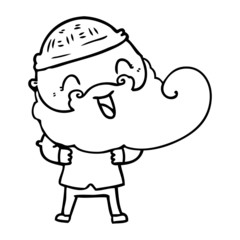 happy man with beard and winter hat