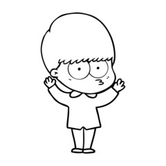 Obraz premium nervous cartoon boy