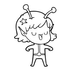 happy alien girl cartoon