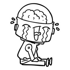 cartoon crying robot