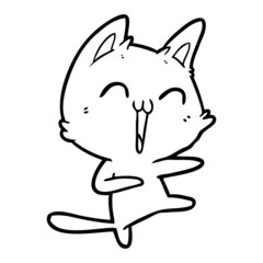 happy cartoon cat meowing