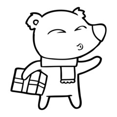 cartoon christmas polar bear