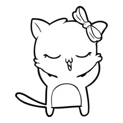 cartoon cat with bow on head