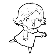 cartoon happy woman