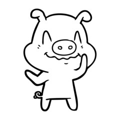 nervous cartoon pig