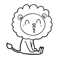 laughing lion cartoon sitting