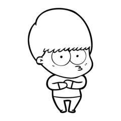 nervous cartoon boy