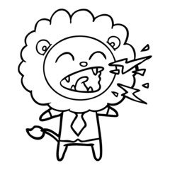 cartoon roaring lion businessman