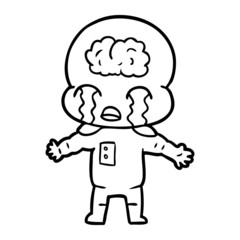 Fototapeta premium cartoon big brain alien crying