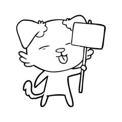 Obraz premium cartoon dog holding sign post