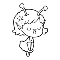 happy alien girl cartoon