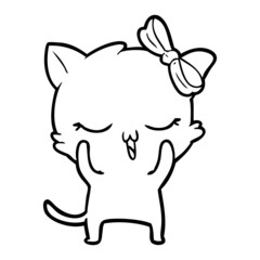 cartoon cat with bow on head