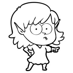 cartoon elf girl staring