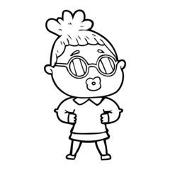 cartoon woman wearing spectacles