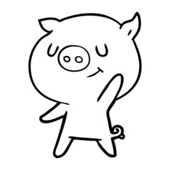 happy cartoon pig waving